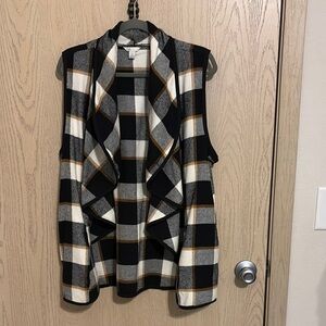 Cato Black and White Plaid Vest